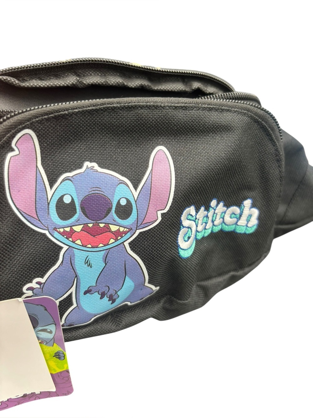 Disney Lilo & Stitch Black Belt Bag Fanny Pack w/ Plush Charm NWT - Picture 6 of 7